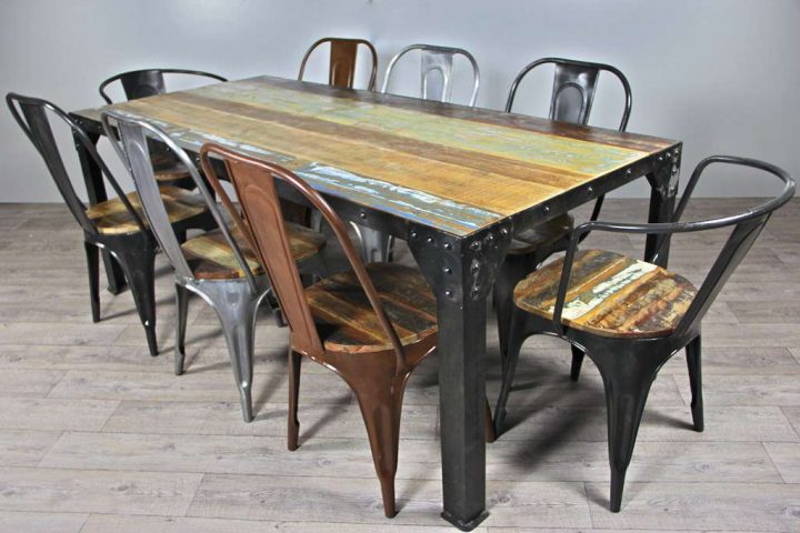 Tables Bois Et Métal Industriel. – Tables & Chaises encequiconcerne Table Salle A Manger Bois Et Metal