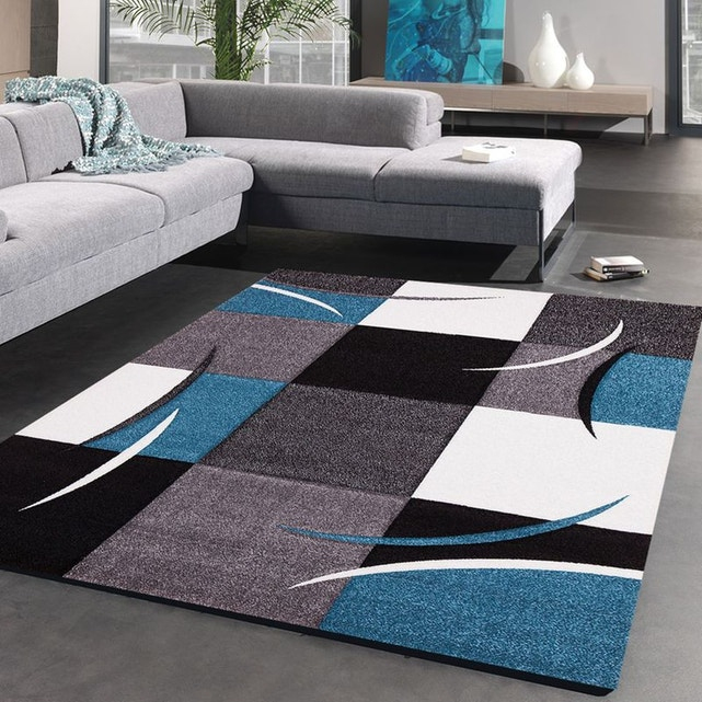 Tapis Diamond 665 930 Bleu Tapis Moderne 200 X 290 Cm Bleu tout Rideaux Pour Salon Pas Cher