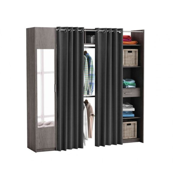 Terre De Nuit – Dressing Extensible 165X220 Chêne Prata tout Rideau Hauteur 220