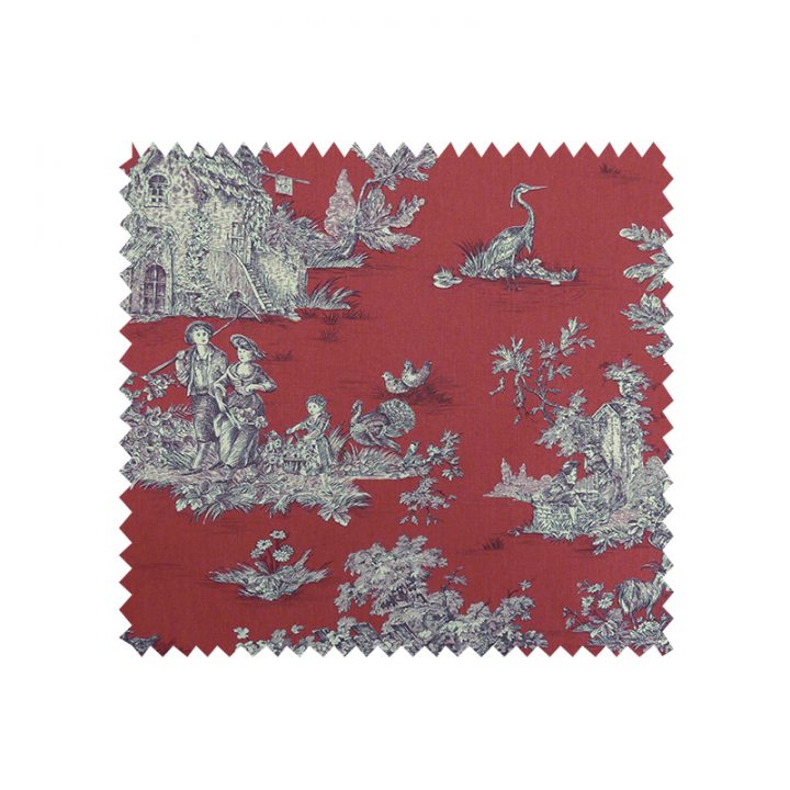 Tissu Bachette Imprimé Toile De Jouy Pastorale Rouge à Rideaux Toile De Jouy Rouge