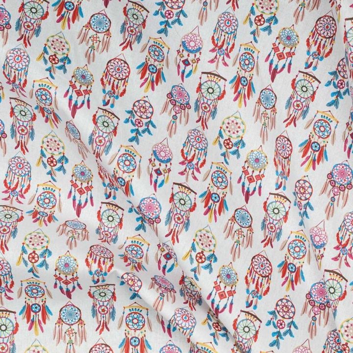 Tissu Coton Cretonne Attrapes Rêves – A La Coupe, Oeko-Tex dedans Rideaux À La Coupe