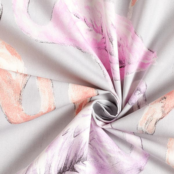 Tissu De Rideau Et De Décoration Flamants Roses – Gris destiné Rideau Flamant Rose