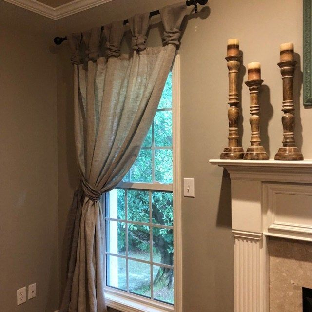 Toile De Jute De Rideaux – Thé Teint Rosettes – Large Tabs avec Rideau En Toile De Jute