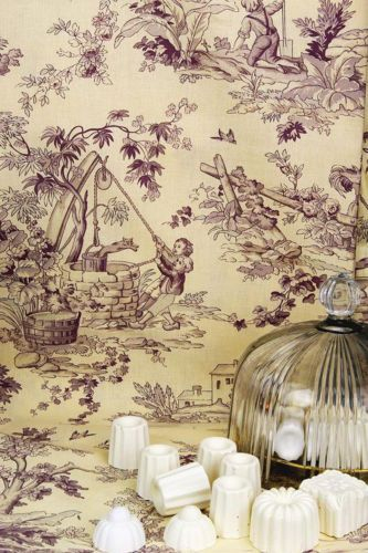Toile De Tissu Coton 2,80 L French Fabric Coussin Rideaux serapportantà Rideaux Toile De Jouy
