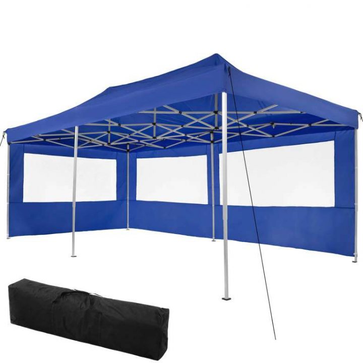 Tonnelle 6 X 3 M Avec 4 Rideaux Bleu avec Tonnelle Pliante Avec Rideaux