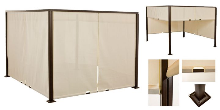 Tonnelle Contemporaine St Tropez Avec Toile Écrue destiné Rideaux Carrefour