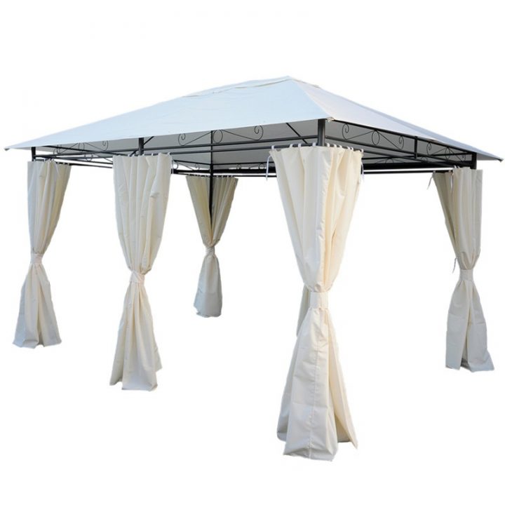 Tonnelle De Jardin Gloria Rideaux Écrus 3X4X2,58 M pour Rideau De Tonnelle