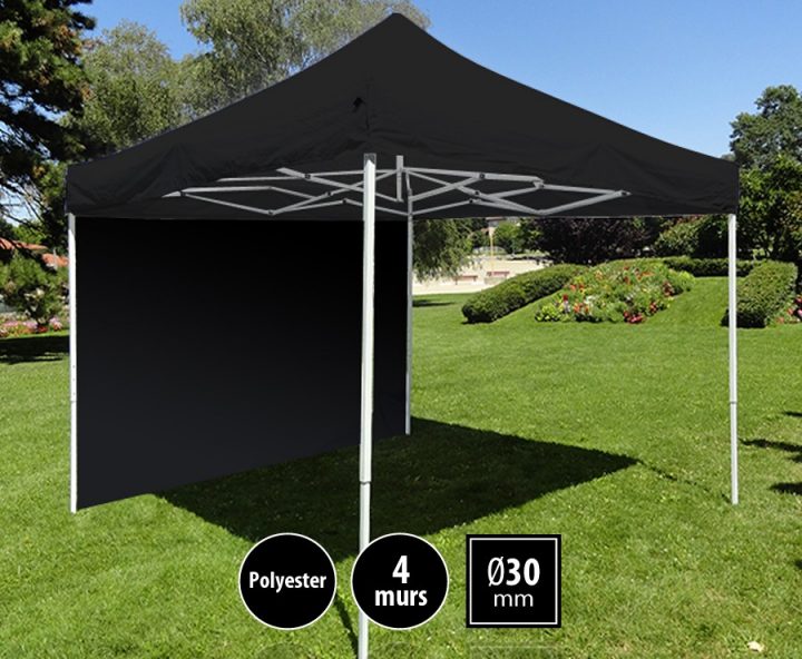 Tonnelle Pliante Loisirs 3M X 3M Noir + Pack 4 Murs à Tonnelle Pliante 3X3 Avec Rideaux Tonnelle Pliante Loisirs 3M X 3M Noir + Pack 4 Murs à Tonnelle Pliante 3X3 Avec Rideaux