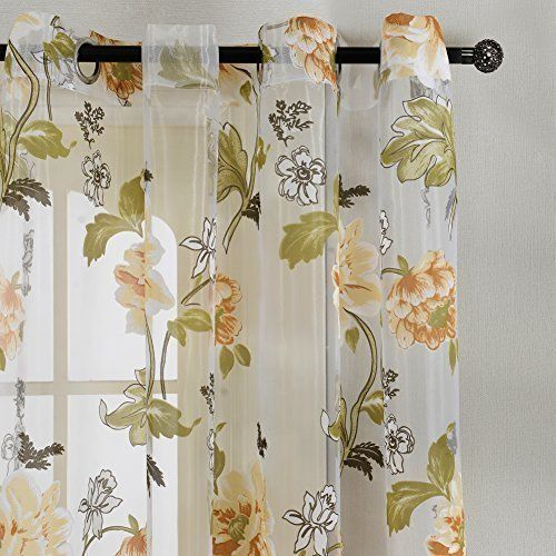 Top Finel Rideaux Voilages À Oeillets Imprimés Motifs à Rideaux A Fleurs