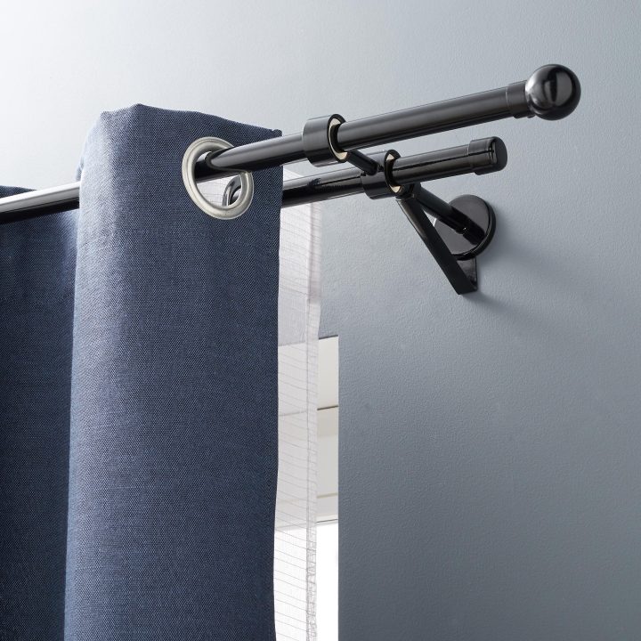 Tringle À Rideau City Noir Brillant 250 Cm Inspire | Leroy tout Tringle A Rideau Noir