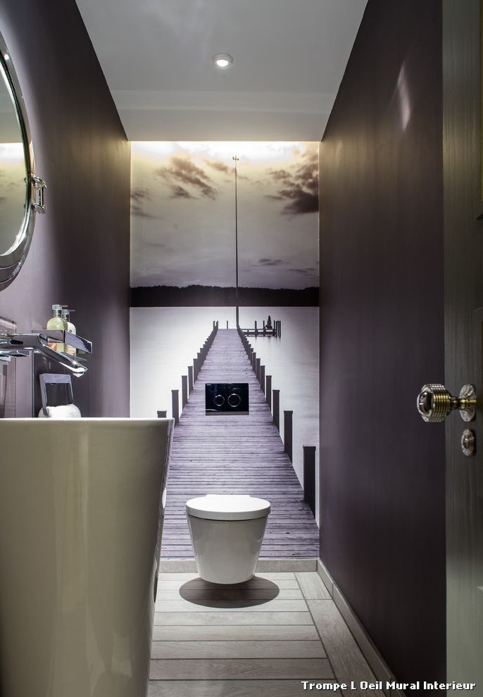 Trompe L Oeil Mural Interieur With Contemporain Toilettes concernant Meuble Mural Toilette