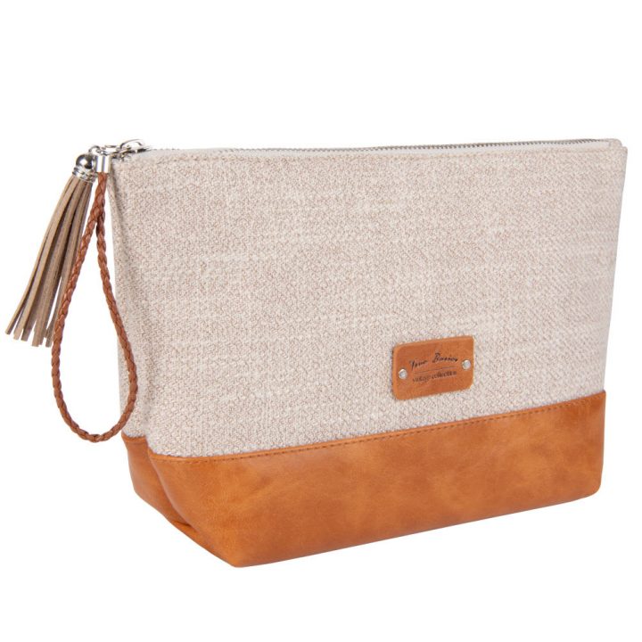 Trousse De Toilette En Coton Beige Et Imitation Cuir encequiconcerne Trousse De Toilette Lancaster