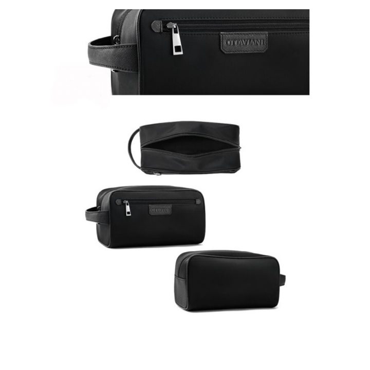 Trousse De Toilette Pour Homme Ottaviani En Cuir Noir destiné Trousse De Toilette Cuir Homme