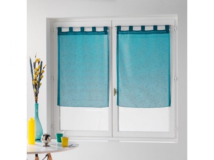 Une Paire De Rideau Voilage 60 X 90 Cm Coupe Dandy Bleu avec Rideau Voilage Bleu