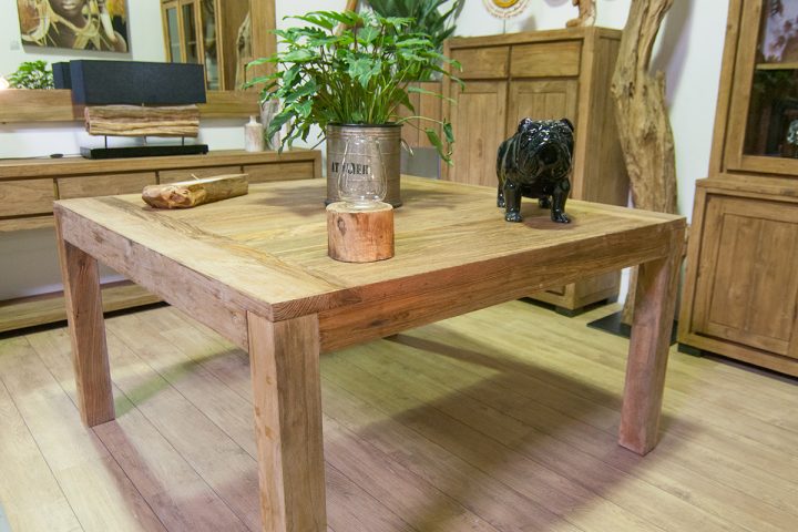 Vente/Achat Table Repas Carrée En Vieux Teck Recyclé 140 Cm destiné Table De Salle À Manger Carrée