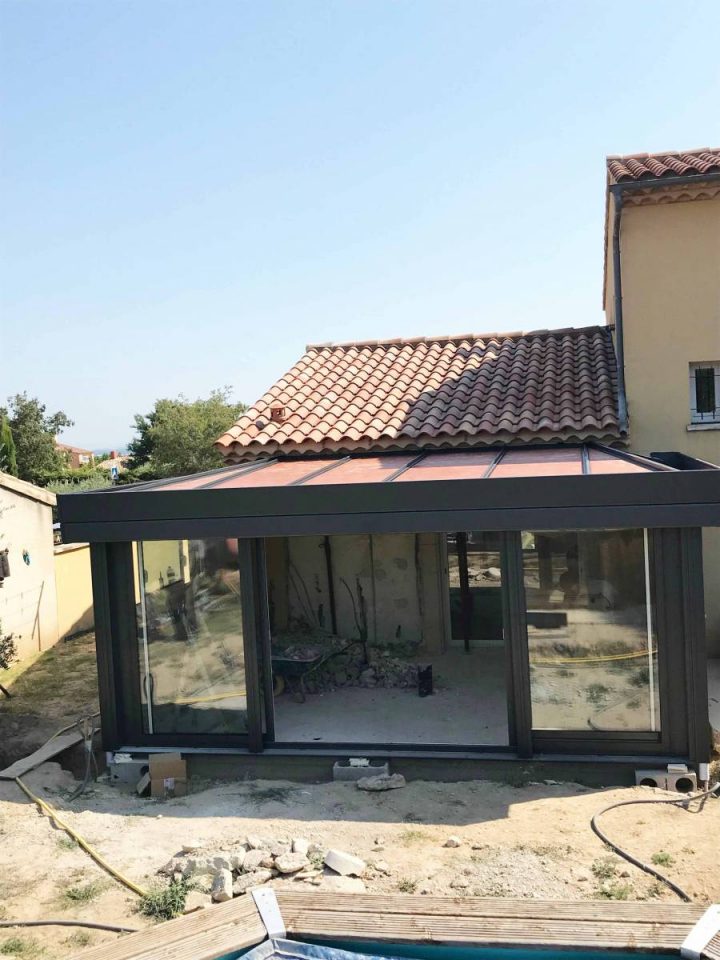 Véranda Gustave Rideau En Aluminium, Bi-Colore Avec Volet encequiconcerne Veranda Rideau En Kit