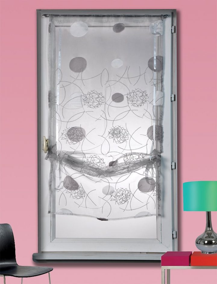 Vitrage Luna 60 X 160 Gris | Bricomarché concernant Rideau Luna