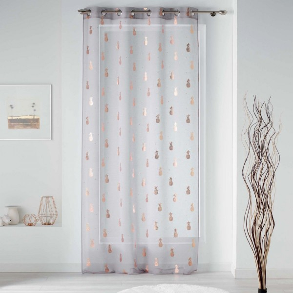 Voilage (130 X 240 Cm) Samba Gris Et Or Rose – Rideau à Rideau Gris Et Rose