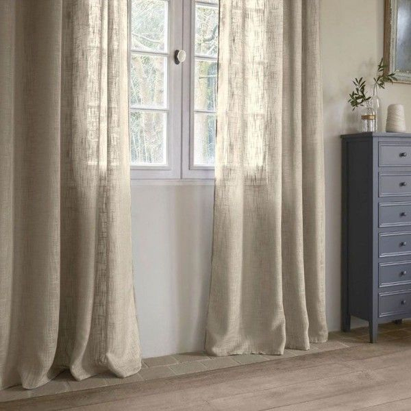 Voilage (140 X 240 Cm) Alton Lin – Rideau / Voilage à Rideau En Lin Blanc