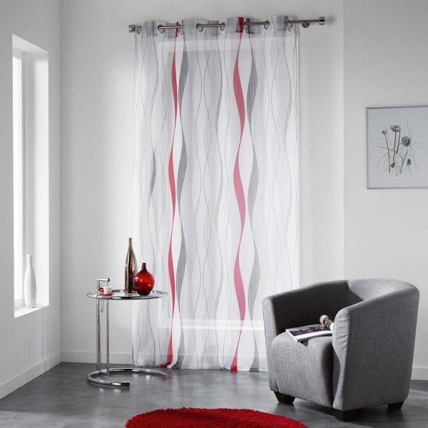 Voilage (140 X 240 Cm) Ondulys Rouge – Rideau / Voilage serapportantà Rideau Voilage Blanc Et Gris