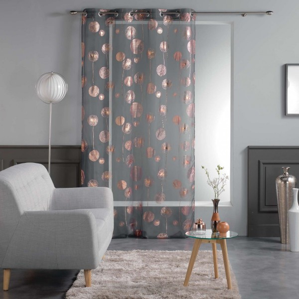 Voilage (140 X 240 Cm) Tinette Gris Anthracite – Rideau encequiconcerne Rideau Gris Et Rose