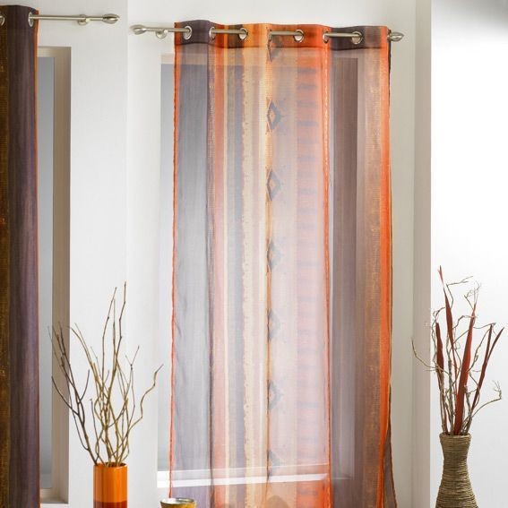 Voilage (140 X H240 Cm) Ethnique Cuivre – Rideau / Voilage dedans Rideau Ethnique