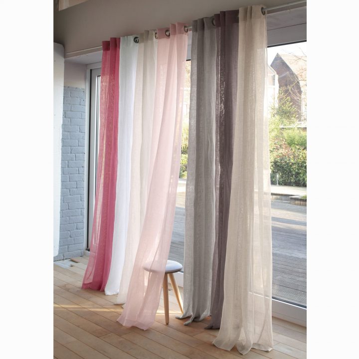 Voilage À Œillets En Étamine De Lin – 3 Suisses | Rideaux intérieur Rideaux Marron Et Beige