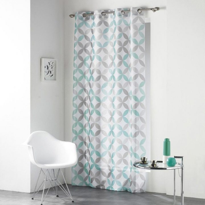 Voilage A Oeillets Gris Motif Pois Bleu Et Vert | Voilage à Rideaux Occultant Blanc Oeillets Voilage A Oeillets Gris Motif Pois Bleu Et Vert | Voilage à Rideaux Occultant Blanc Oeillets