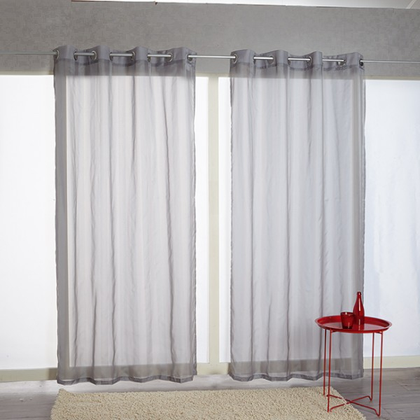 Voilage À Oeillets Gris Rayé – Voilage – Rideau Et Voilage dedans Rideaux Cuisine Gifi