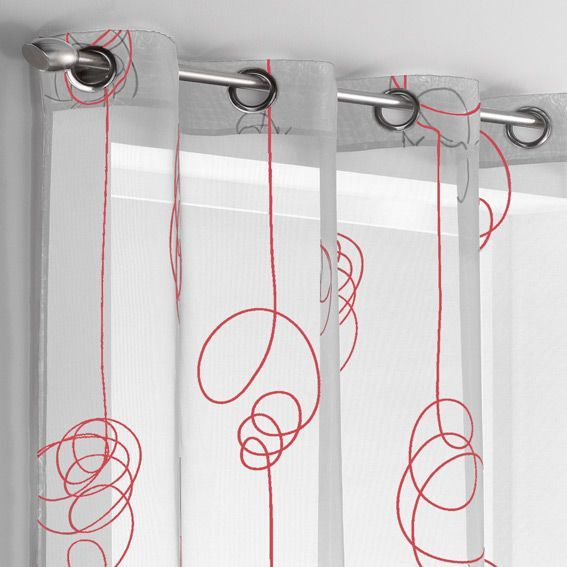 Voilage À Oeillets Looping Blanc Et Rouge – Rideau intérieur Rideau Voilage Blanc Et Gris