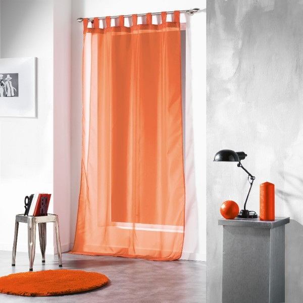 Voilage À Passants Uni Orange Brique – Voilage – Rideau Et encequiconcerne Rideaux Cuisine Gifi