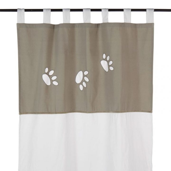 Voilage À Pattes 105X205Cm Motifs Empreintes Lin Et Blanc avec Rideaux Voilages Avec Pattes