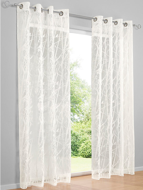 Voilage Blanc Et Gris Motif. Rideau Voilage Charme Motif intérieur Rideau Transparent Blanc