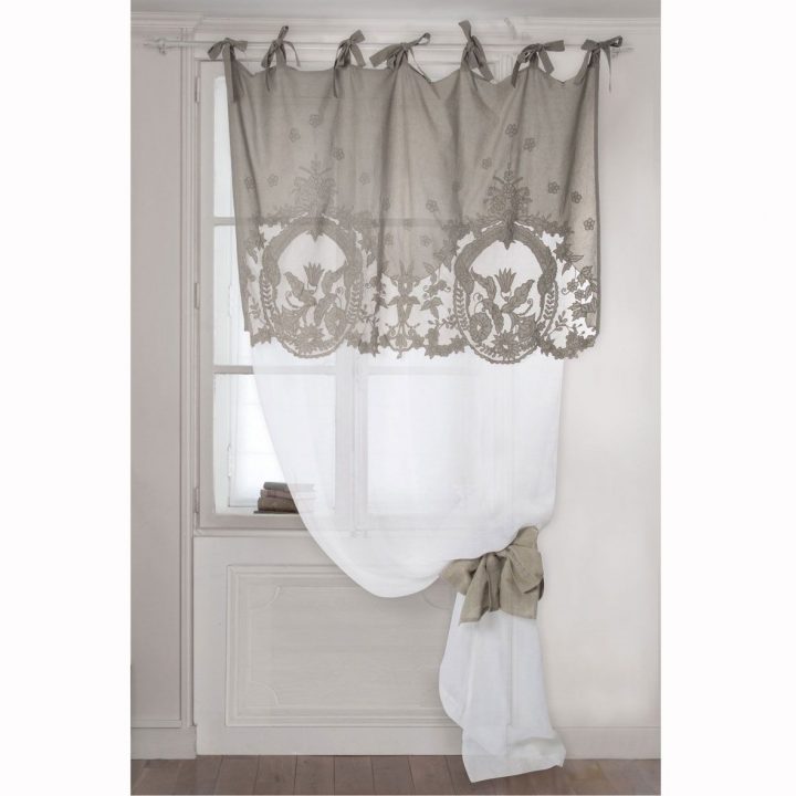 Voilage Boudoir Beige Et Écru | Rideaux Shabby Chic à Rideau Voilage Beige