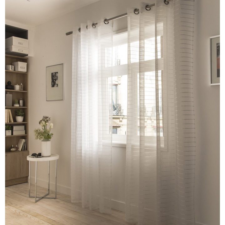 Voilage Châtelet, Blanc, 140 X 250 Cm | Leroy Merlin concernant Rideaux Voilages Leroy Merlin