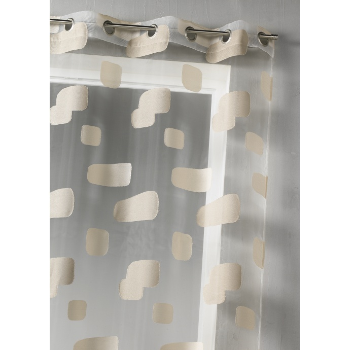 Voilage En Organza Jacquard Et Briques Colorées (Beige destiné Rideau Voilage Couleur Parme