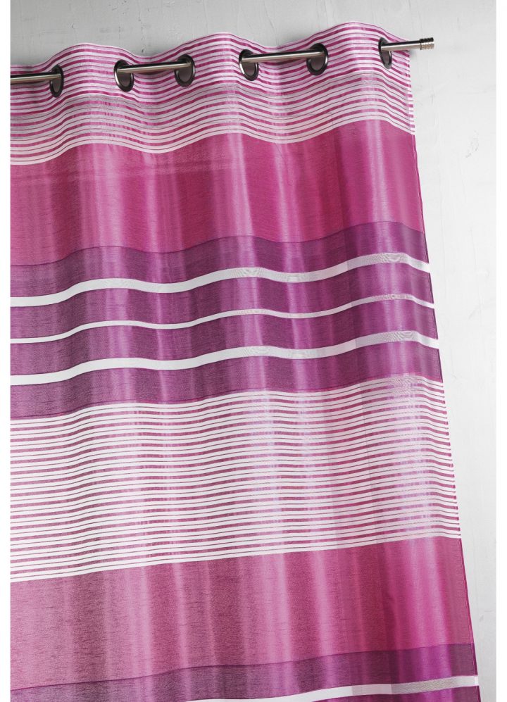 Voilage Fantaisie À Rayures Horizontales (Framboise intérieur Rideau Voilage Couleur Parme