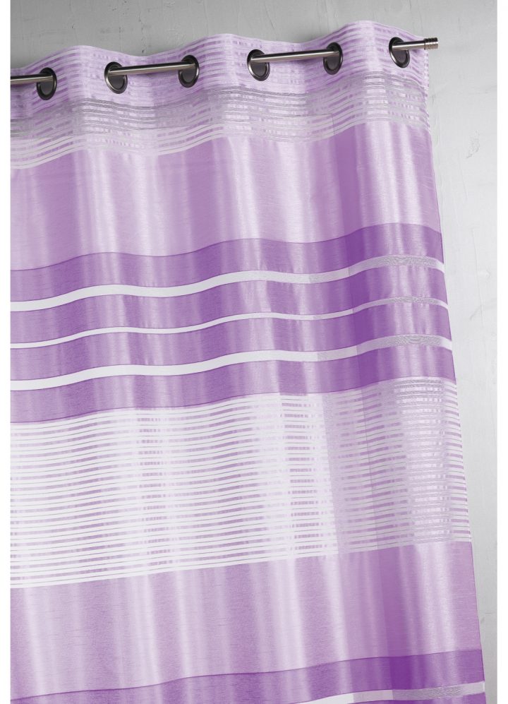 Voilage Fantaisie À Rayures Horizontales (Parme), (Outre pour Rideau Voilage Couleur Parme