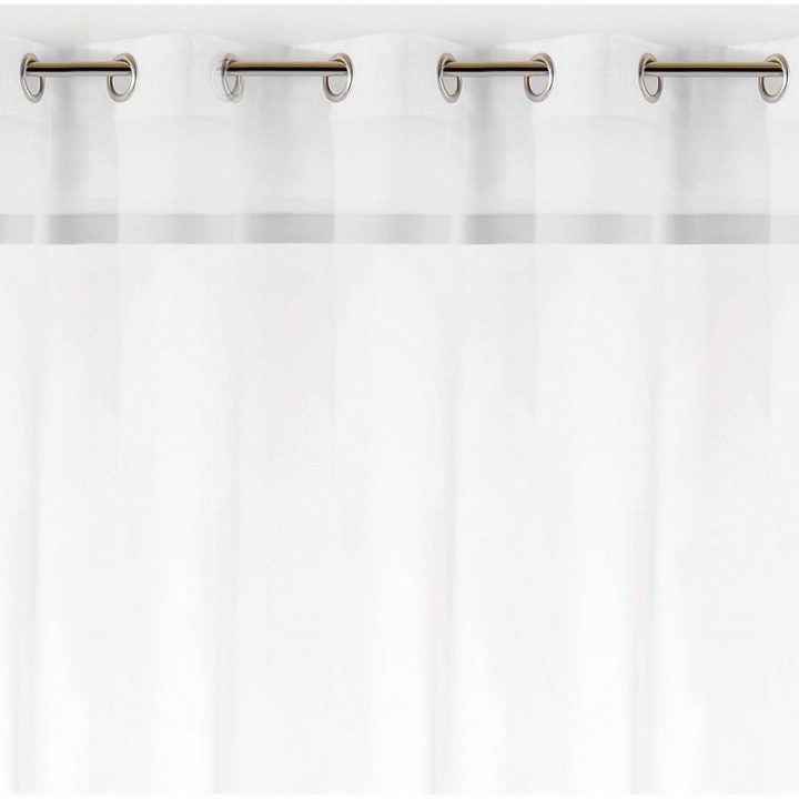 Voilage Grande Largeur Uni À Oeillets Blanc Plein Jour serapportantà Rideaux 300 Cm