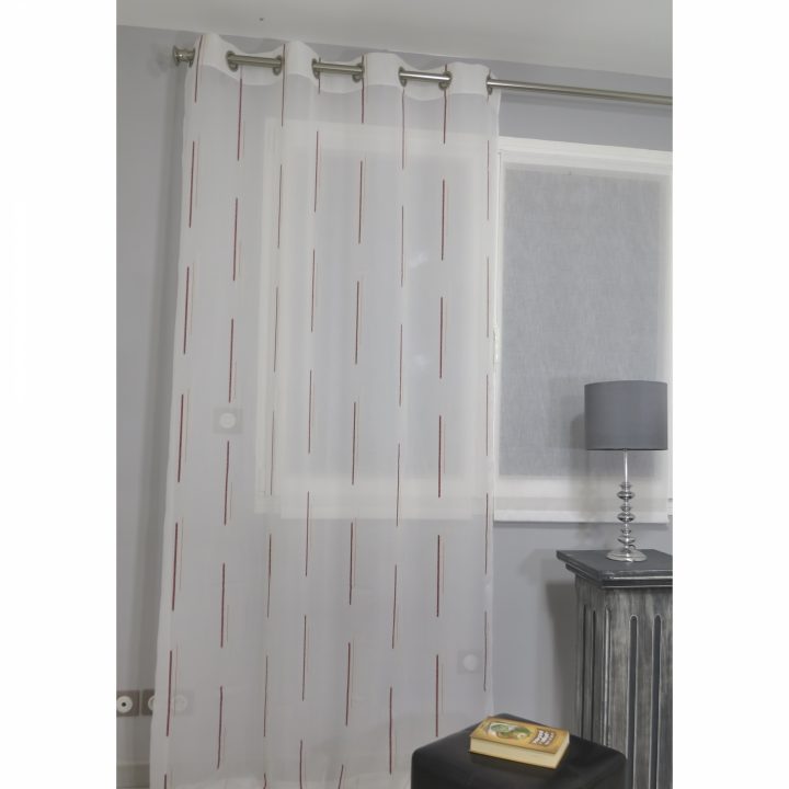 Voilage Prêt À Poser Hacienda Bordeaux 140 X 260 Cm – L dedans Rideaux Sur Mesure Bordeaux