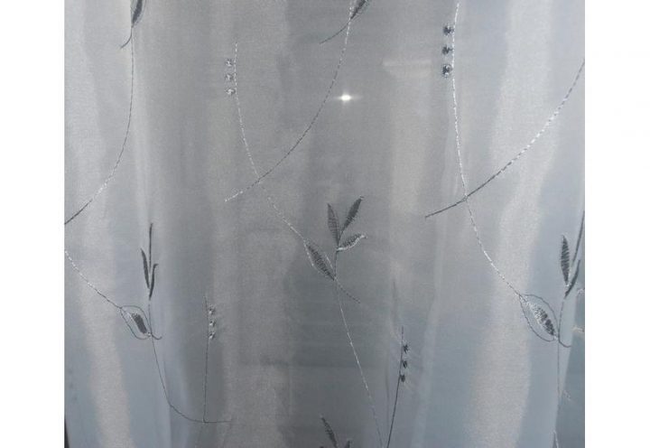 Voilage Rideau Blanc À Oeillets, Motif Gris, Prêt À Poser avec Rideau Voilage Blanc Et Gris