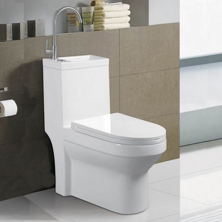 Wc À Poser Monobloc & Lave Main Intégré, Creativ-Wc Au Sol concernant Profondeur Toilette Suspendu
