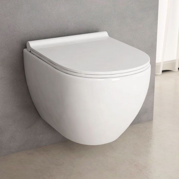 Wc Suspendu Rimless, Nino Compact Blanc 49 Cm + Abattant Slim encequiconcerne Toilette Suspendu Grohe