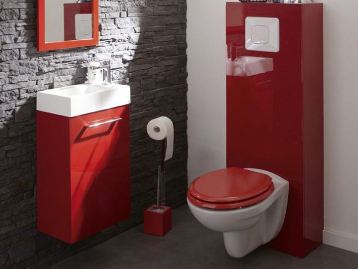 Wc Suspendus, Mur Briques Gris Et Touches De Rouge | Salle tout Toilette Suspendu Leroy Merlin Wc Suspendus, Mur Briques Gris Et Touches De Rouge | Salle tout Toilette Suspendu Leroy Merlin