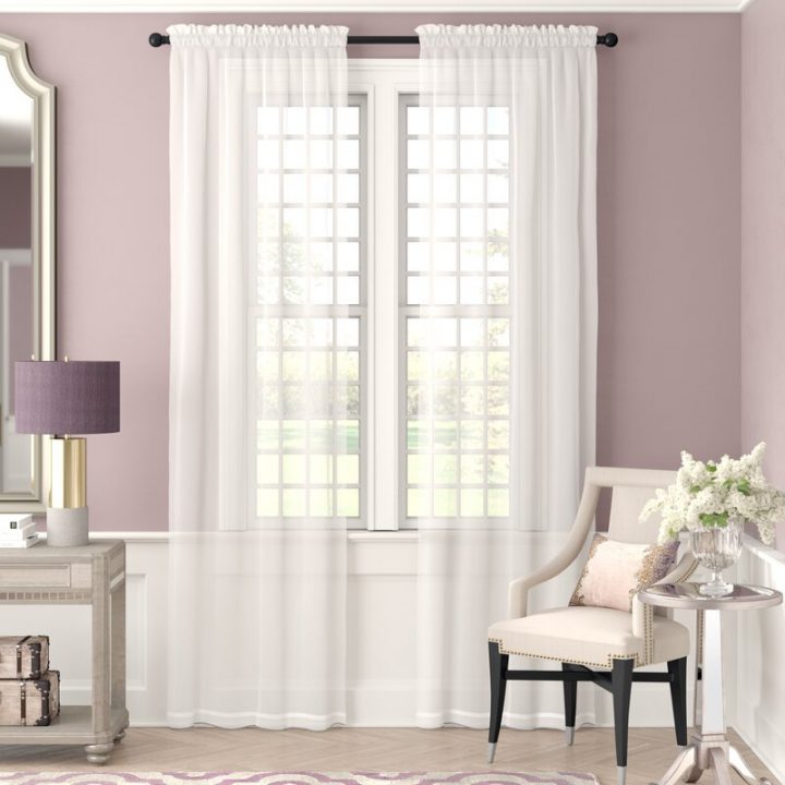 Willa Arlo Interiors Panneau De Rideau Simple Diaphane destiné Rideau Passe Tringle