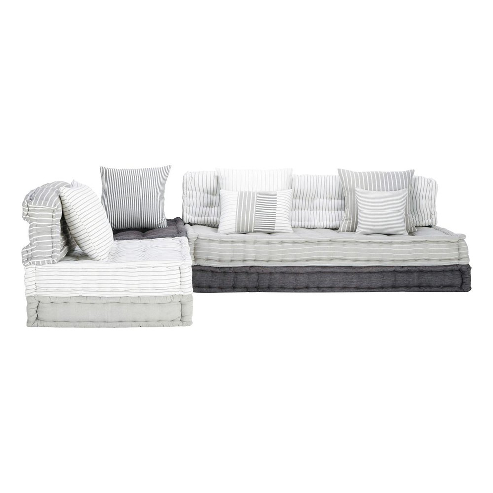 6 Seater Cotton Modular Corner Day Bed In Grey And White intérieur Canape Au Sol
