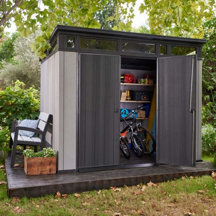Abri Monopente En Résine Brossée Brossium 6M² + Plancher Keter encequiconcerne Abri Monopente