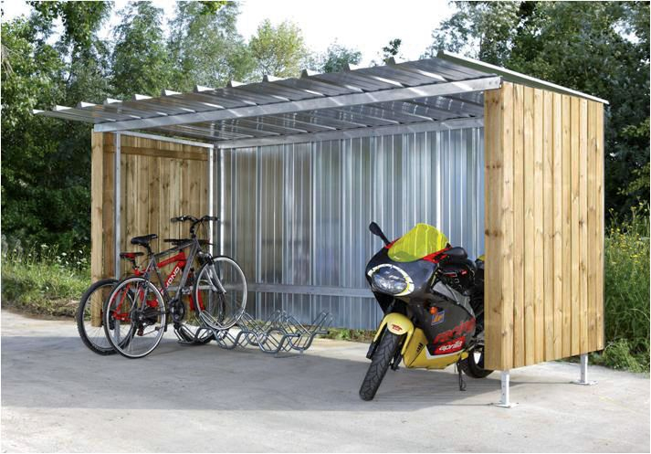 Abri Vélos En Tôle Avec Boiserie Modulable | Seton Fr tout Abri Moto Rétractable