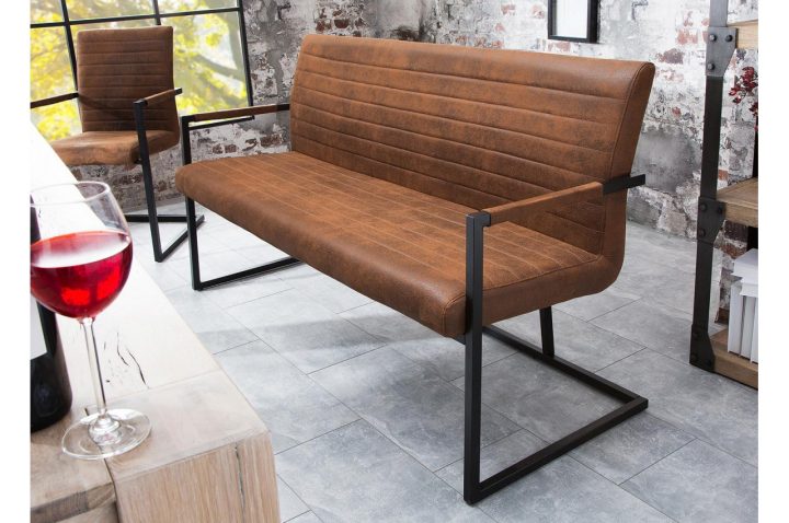 Banquette De Table Cuir Simili Vieilli Marron Pour Salle À destiné Banquette Salle A Manger