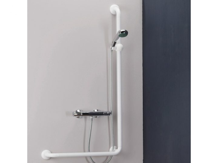 Barre De Douche En L, Polyalu, Blanc intérieur Duxha Douche